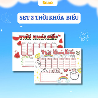 Set 2 Thời Khóa Biểu Họa Tiết Xinh Xắn Set Thời Khóa Biểu Tuần Dạng Note