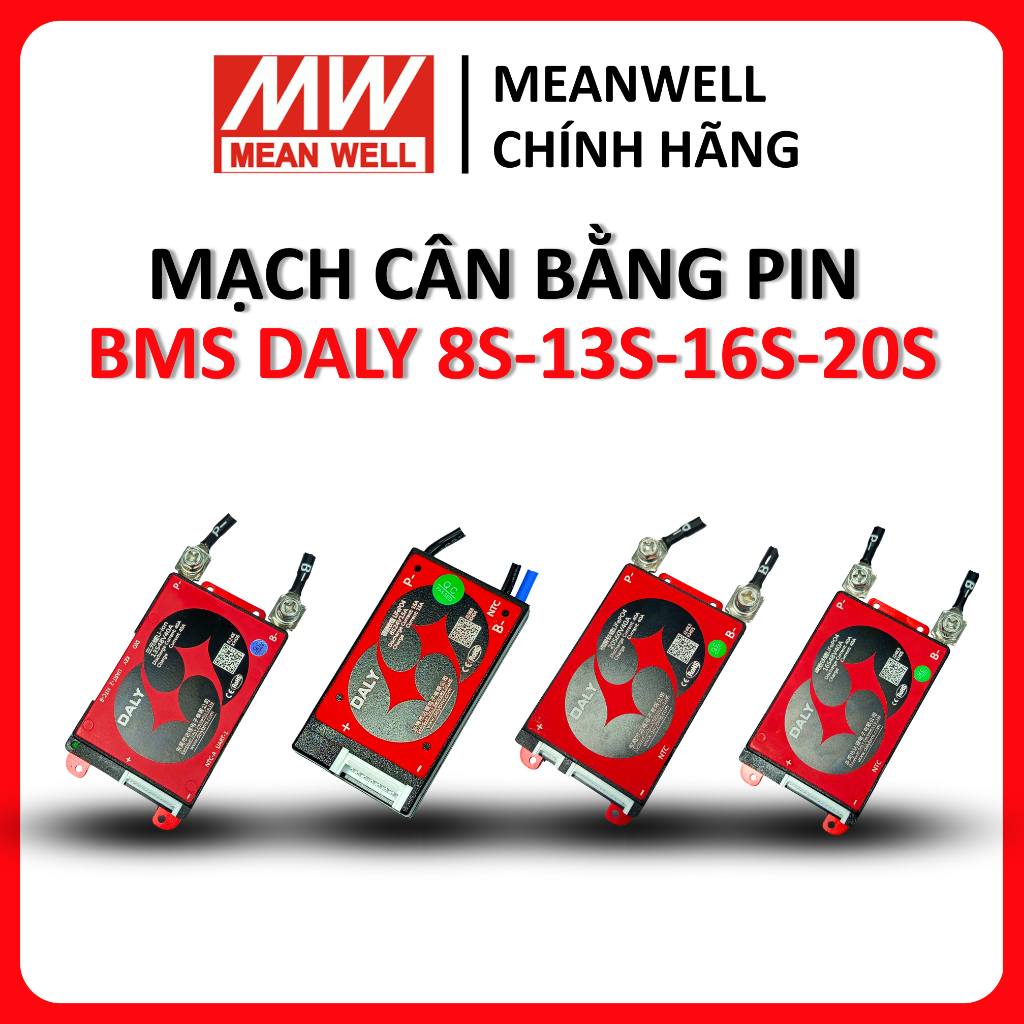 Mạch BMS Daly 8S-13S-16S-20S, mạch cân bằng 24V 48V 60V dòng xả 15A 30A 40A