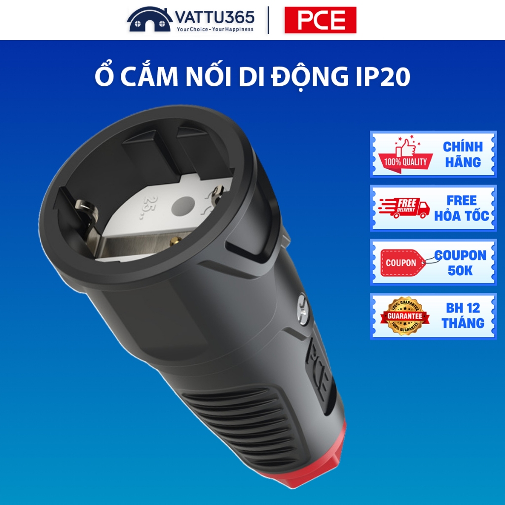 Ổ cắm cao su di động IP20 không kín nước F2510-SR | Rubber connector Splashproof PCE chính hãng 16A