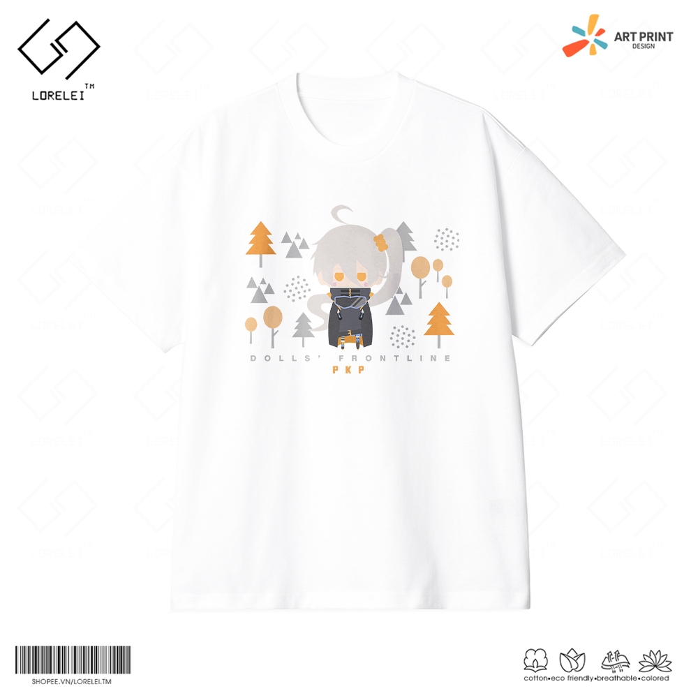 Áo thun Unisex Girls' Frontline PKP Chibi Art Cotton 100% ngắn tay