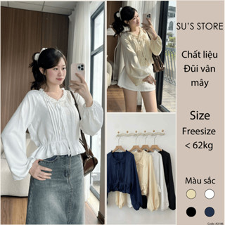 Áo Sơ Mi Cổ Bèo Xếp Ly Trước Chun Dưới Tay Bồng Dáng Lửng A3186 Susstore Thời Trang Nữ
