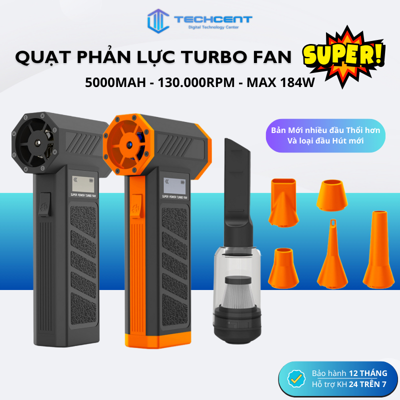  Quạt Phản Lực Honyjor Super Turbo Fan 5000mAh - 130.000RPM - Máy thổi cầm tay mini công suất cao -  Phiên bản 2025 