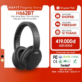Tai nghe Bluetooth Headphone Havit H662BT Pin 20 tiếng | Kiểu Dáng Basic | BT 5.3