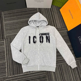 Áo khoác hoodie zip nam Boy Phố DSQ, áo hoodie nỉ bông nam nữ ICON loang sơn thời trang Unisex 2025.