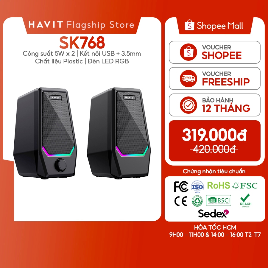 Loa Vi Tính Havit SK768 Công Suất 10W | Đèn Led RGB | BigBuy360 - bigbuy360.vn