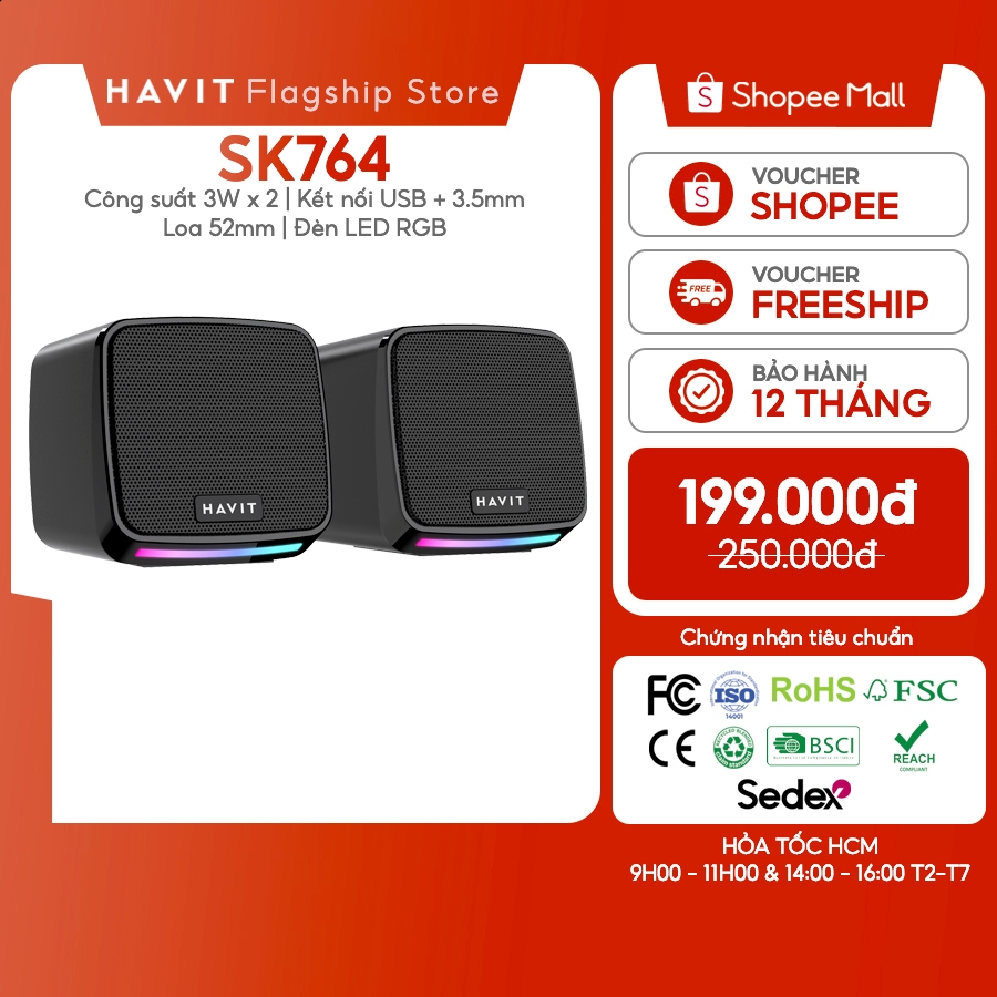 Loa Vi Tính Havit SK764 Công Suất 6W | Đèn Led RGB | BigBuy360 - bigbuy360.vn
