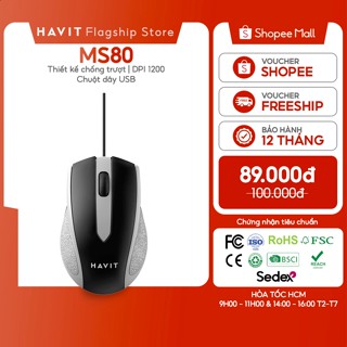  Chuột Có Dây Havit MS80 Chống Trượt | Ôm Tay Và Độ Nhạy Cao 