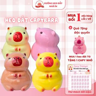   TẶNG heo BÁNH CUỘN  Heo đất tiết kiệm CAPYBARA size TO lợn đất Capybara dễ thương - XƯỞNG HEO ĐẤT NHÀ ỈN 