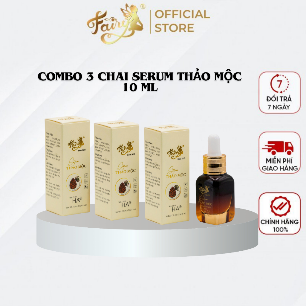 Combo 3 Chai Serum Thảo Mộc Fairy 10ml (Mẫu mới) Chiết Xuất Từ Thông Đỏ Hổ trợ ngừa Nám, Sáng Da Hiệu Quả