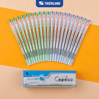   MUA 1 TẶNG 2 Bút bi nến Thiên Long hộp 20 bút TL-093 - Bút bi nến viết ngòi 0,6mm 3 màu mực xanh đỏ đen. Bút viết êm 
