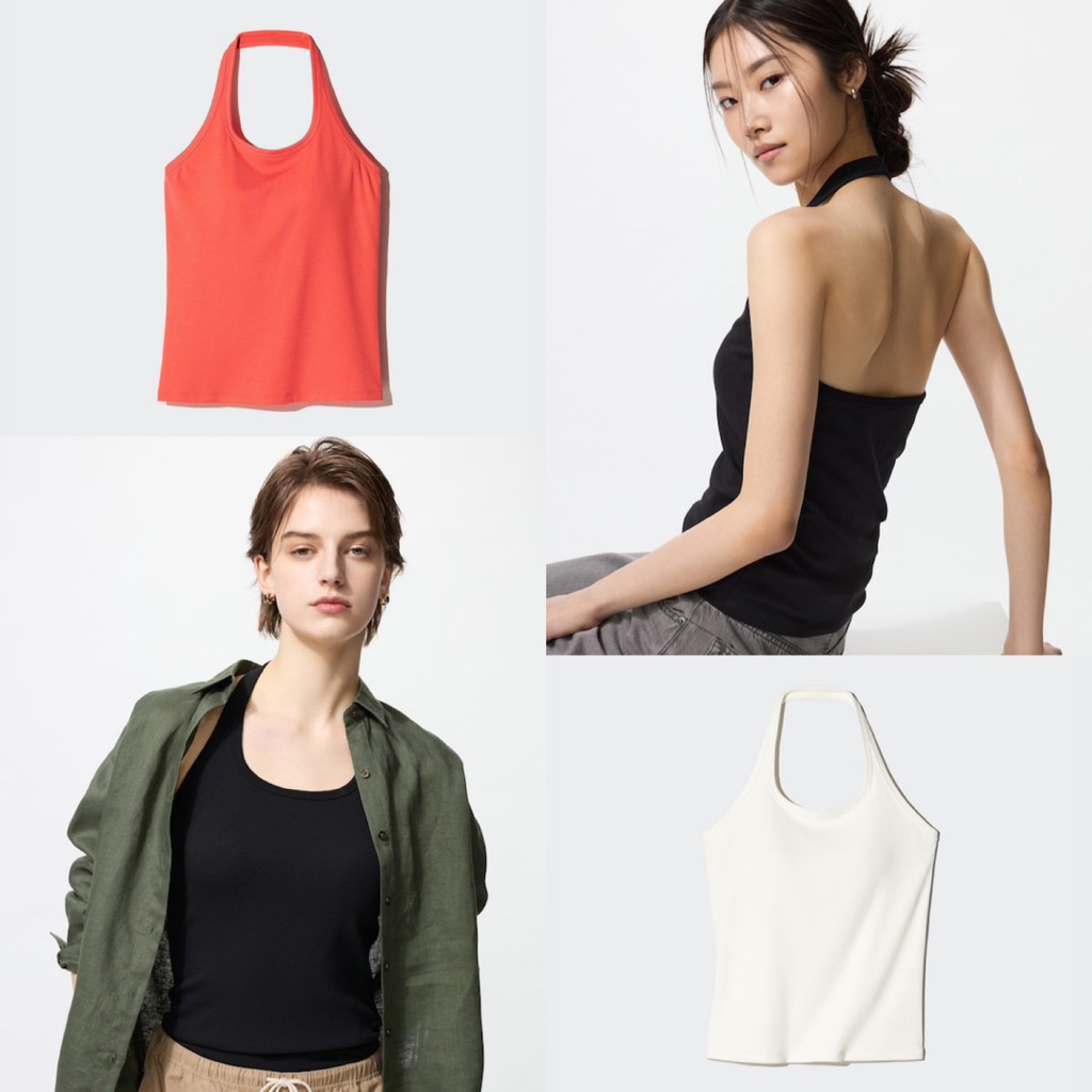 Áo thun tăm nữ cổ yếm liền cup ngực bra -feel của UNIQLO