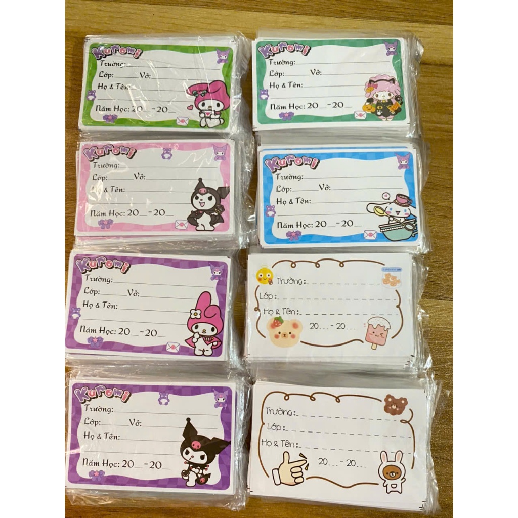 (MUA 50 tặng 10) 50 nhãn vở học sinh có keo dán sẵn