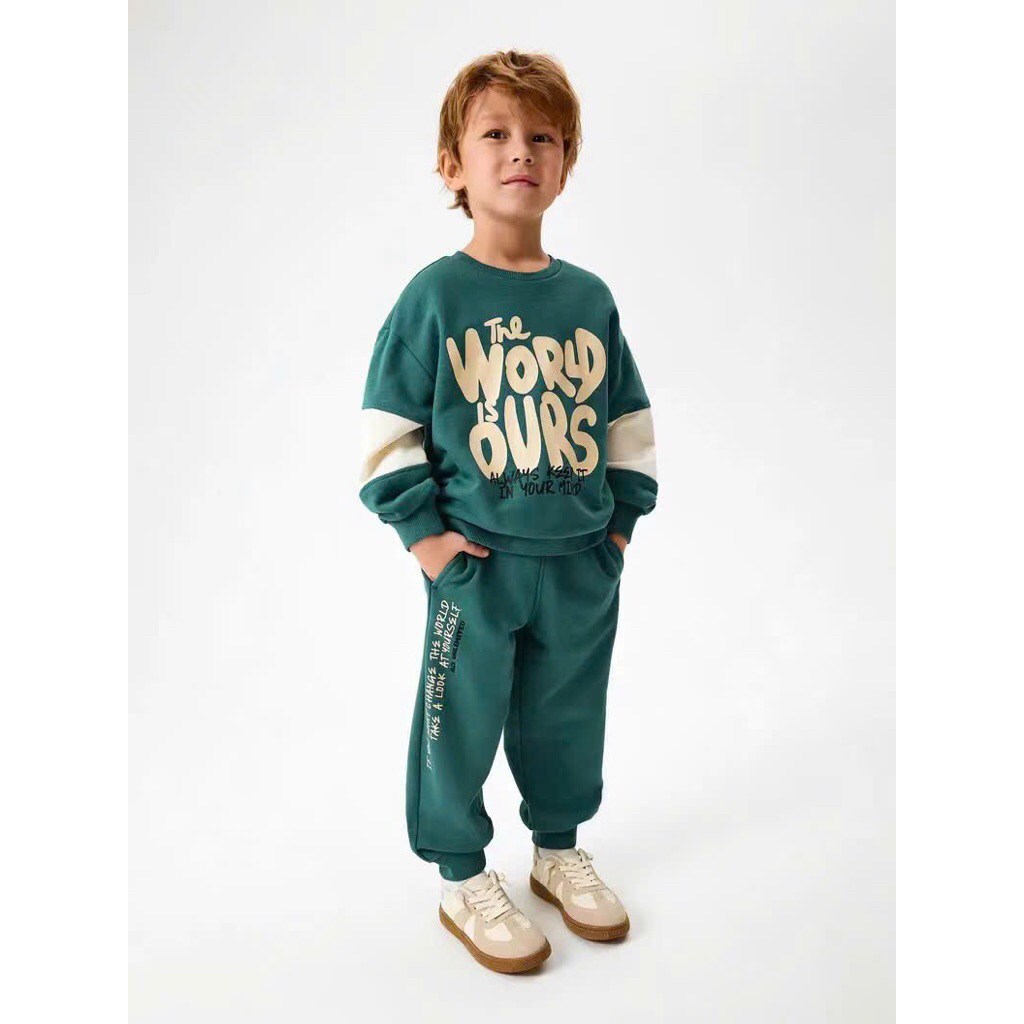 Bộ Nỉ Bé Trai In Chữ Acoola