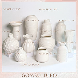  Lọ hoa gốm men TRẮNG PASTEL - P2  bình hoa decor trang trí gomsutupo Bát Tràng 