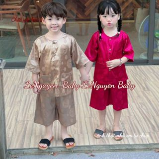 Bộ quần áo bé trai - Sét đồ KIM PHÚC chất Gấm xinh xắm, mềm mịn cho bé mặc TRUNG THU, lễ tết
