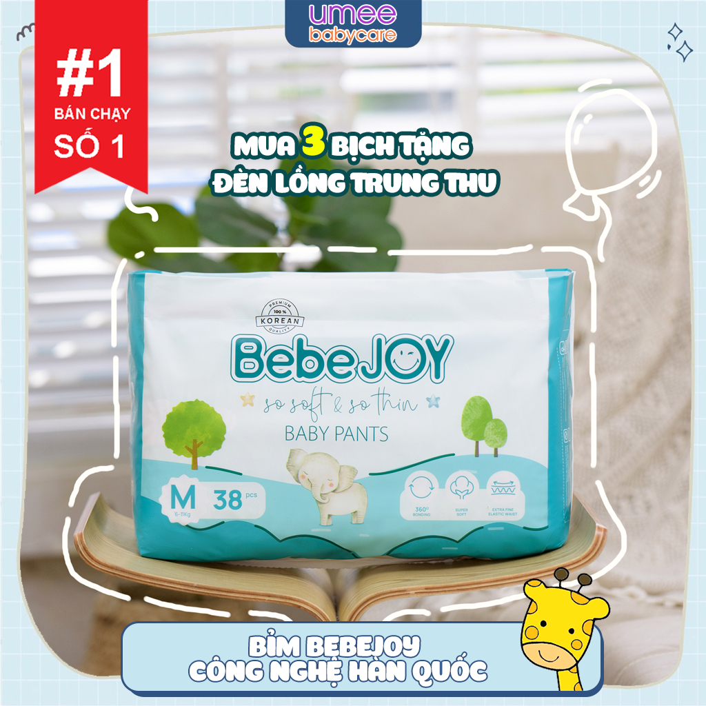 Tã Bỉm BebeJoy Hàn Quốc dán/ Quần NB50 S42 M40 M38 L36 XL34 XXL32 Chính hãng thấm hút cực nhanh, chống tràn,siêu mềm mịn