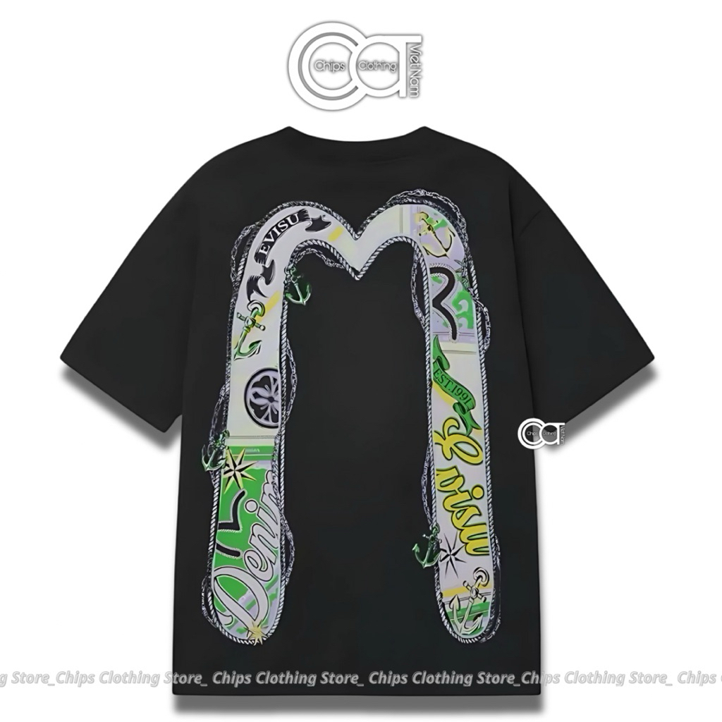 [High Quality] Áo Thun Evisu Twisted Rope Phong Cách Street - Unisex Nam Nữ - Cotton 100% - 280gsm |