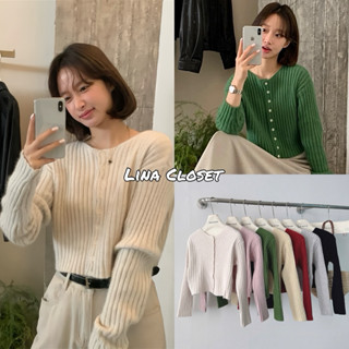   Hàng Chuẩn QC  Áo len gân lông thỏ dày dặn dài tay dáng lửng form ôm cài cúc basic A566 