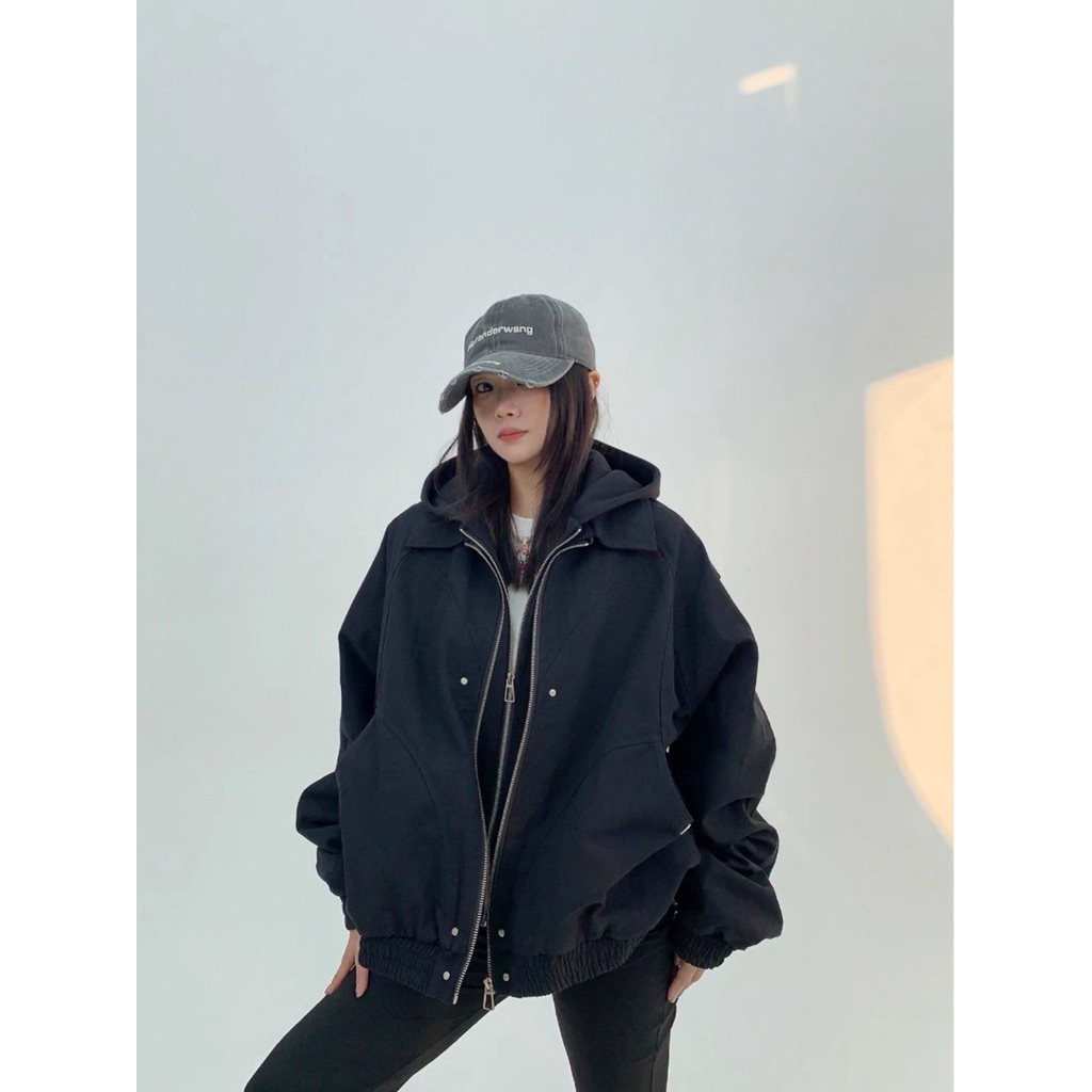 (có ảnh thật )Áo Khoác Bomber Phối Hoodie Unisex Form Rộng-Stressout | BigBuy360 - bigbuy360.vn