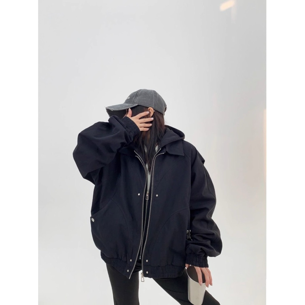 (có ảnh thật )Áo Khoác Bomber Phối Hoodie Unisex Form Rộng-Stressout | BigBuy360 - bigbuy360.vn
