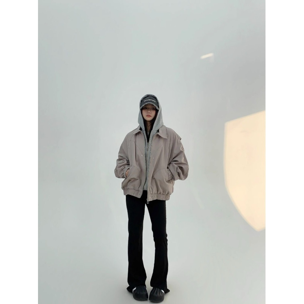 (có ảnh thật )Áo Khoác Bomber Phối Hoodie Unisex Form Rộng-Stressout | BigBuy360 - bigbuy360.vn