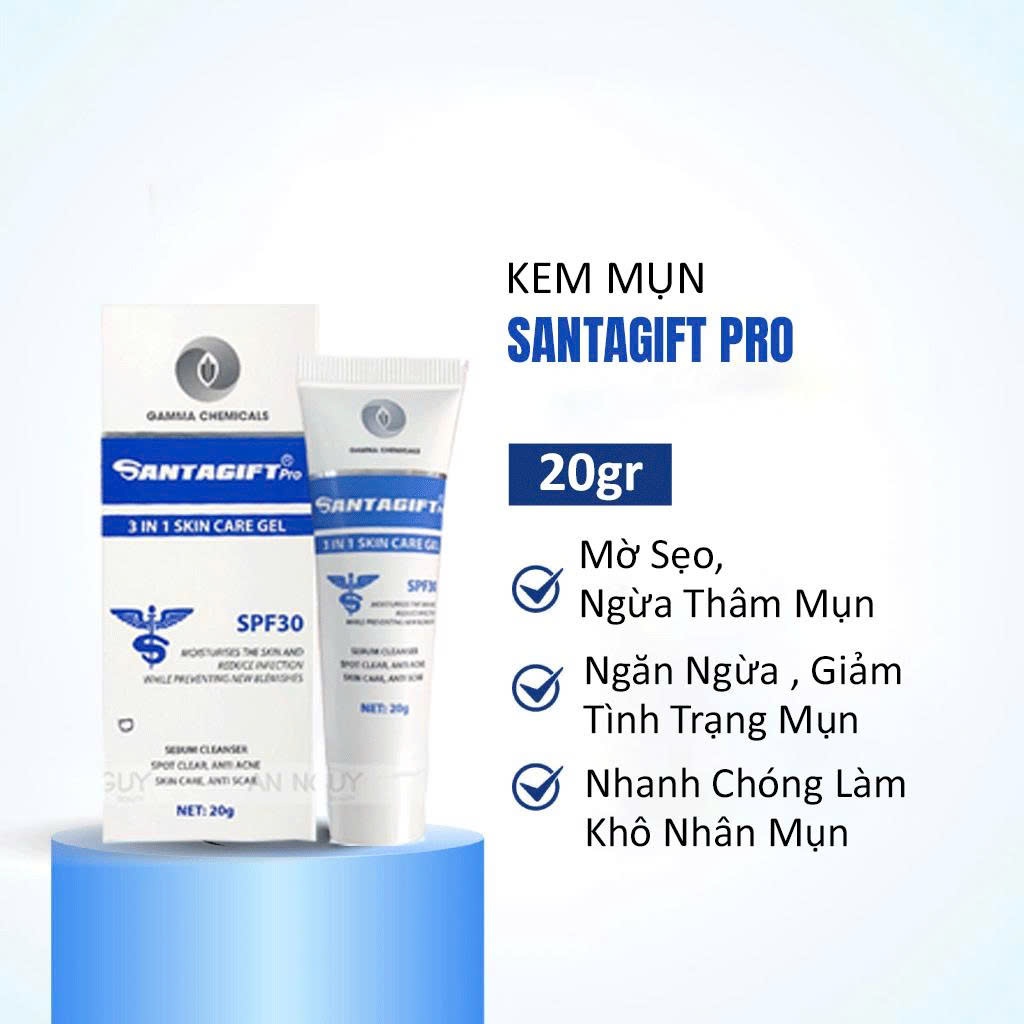 Gel hỗ trợ giảm mụn Gamma SANTAGIFT 20g Skincare Làm Đẹp Da - Mờ Thâm - Hiệu Quả