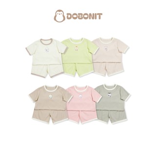 COMBO 2 Bộ quần áo cộc Dobonit farmie, đồ cộc tay bé trai bé gái mặc nhà màu pastel, size từ 10-18Kg