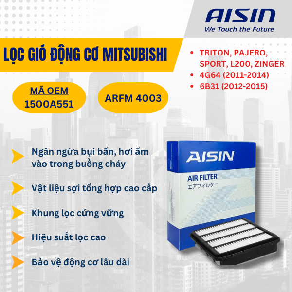 LỌC GIÓ ĐỘNG CƠ MITSUBISHI TRITON, PAJERO, SPORT, L200, ZINGER 4G64 (2011-2014) 6B31 (2012-2015)