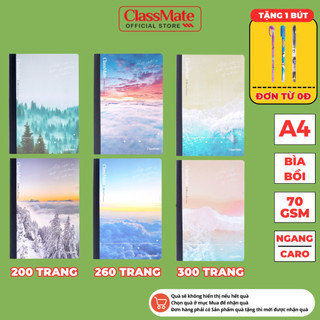   Tặng 1 Bút  Vở Kẻ Ngang A4 Bìa Cứng Classmate Sổ Giáo Án 200 260 300 Trang Vở Caro 70gsm May Gáy Cho Giáo Viên Học Sinh 