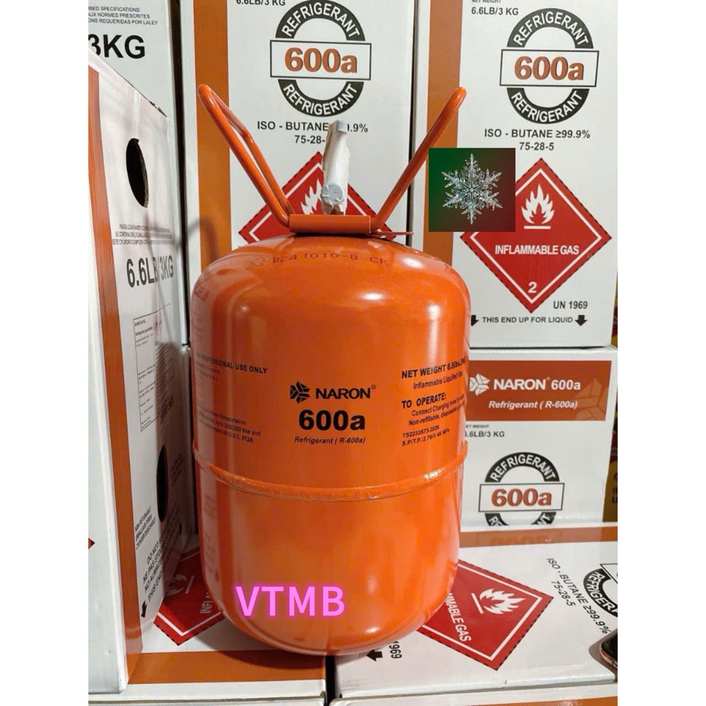 Ga lạnh R600A - Dung môi lạnh R600A  (bình 3kg) dùng cho Tủ Lạnh-Tủ Mát .Nhập Khẩu CHính Hãng