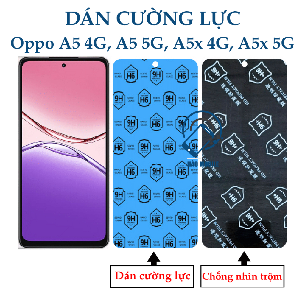 Dán cường lực dẻo nano Oppo A5 4G, A5 5G, A5x 4G, A5x 5G ( trong suốt và chống nhìn trộm )