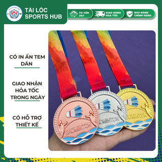 Huy chương Cầu Lông 04 - Kim loại đúc khuôn & dây lụa cao cấp (có hoả tốc)