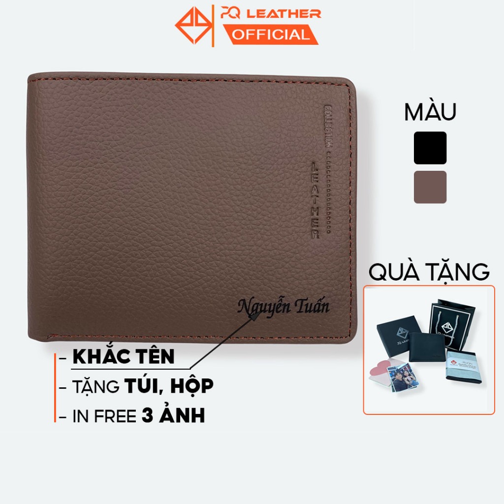 Ví Nam Da Bò Sáp Mexico Cao Cấp PQ Leather PV222, Tặng Kèm Túi, Hộp, In 3 Ảnh Làm Quà Tặng