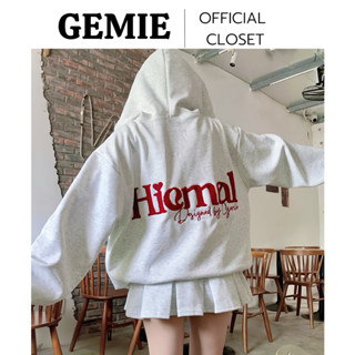   BST 25   Áo hoodie zip thêu xù HIEMAL nam nữ form rộng tay bồng chất nỉ ép hàn   ko bám lông    áo khoác thu đông 