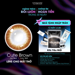 Lens cho mắt thở cận 6 tháng màu nâu tự nhiên Cute Brown kính áp tròng VIVIMOON (Giá 01 đôi)