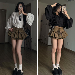   HÀNG LOẠI 1  Chân váy kaki form xoè cạp trễ Y2K hack dáng mix áo đũi croptop chun eo 