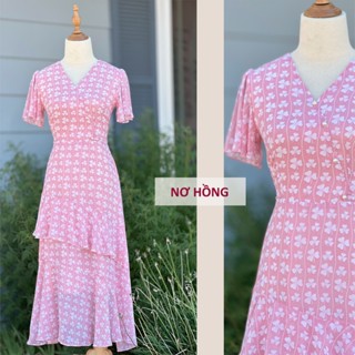 K376 - VÁY HOA NHÍ DÁNG DÀI TÙNG ĐUÔI CÁ