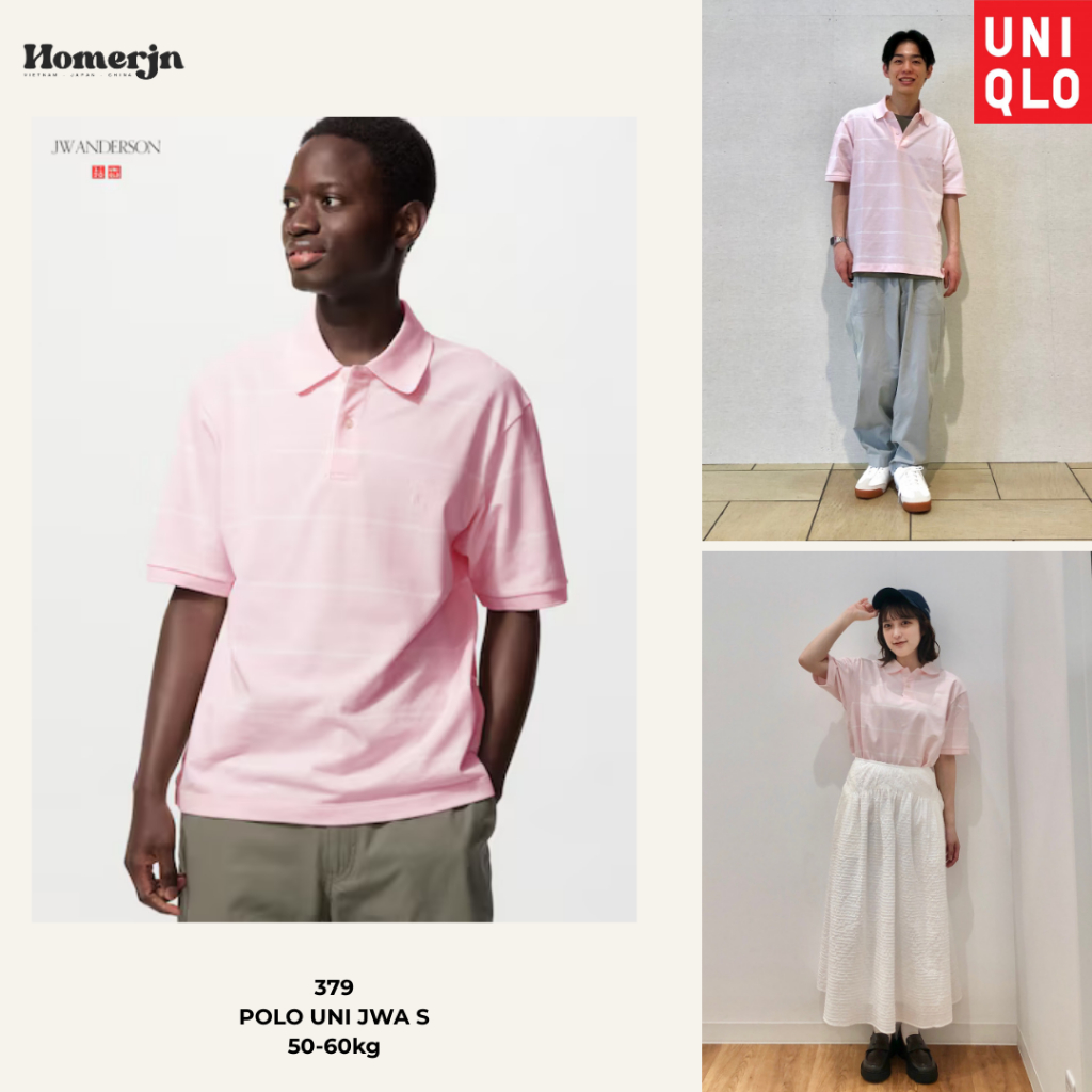 [UNI JAPAN] Cắt mã Pink S - Đủ Mẫu Áo Kẻ Polo Picque JW ANDERSON - Nội Địa Nhật