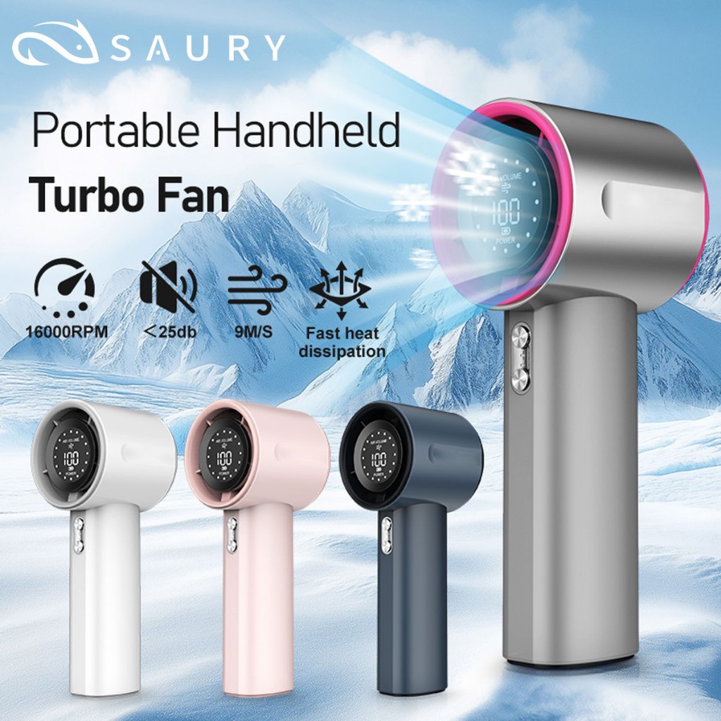 GS1 turbo fan 4000 mAh handheld digital display LED fan 100 wind speed ultra-long battery life