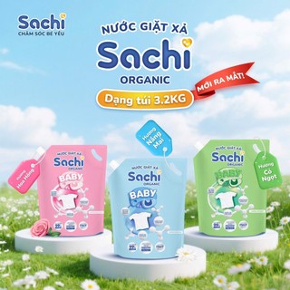  Chính Hãng -  Nước giặt xả Sachi organic cho bé túi dung tích 3,2 lít giúp làm sạch chất bẩn giữ màu sợi vải 