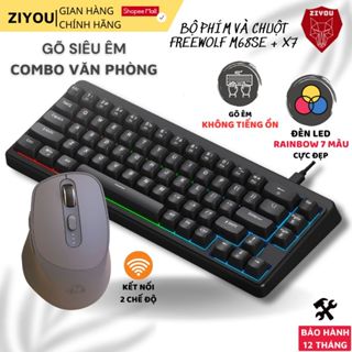  Combo Bàn Phím Chuột Ziyou Free Wolf M68SE + X7BT Silent Layout 68% Mini LED Rainbow Pin Trâu 