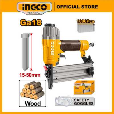 Máy bắn đinh gỗ dùng hơi loại dài 5cm INGCO ABN15501 đinh gỗ, thạch cao F15 - F50mm áp suất 0,4-0,7Mpa (58-101,5Psi)