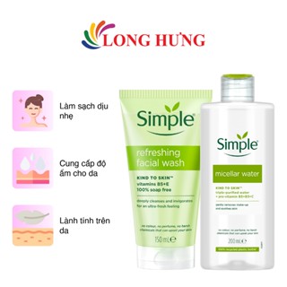  Combo Sữa rửa mặt Simple Refreshing Facial Wash  150ml  + Nước tẩy trang Simple Micellar Water  200ml  