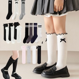  Tất cao cổ bé gái - Tất vớ cổ bèo nhún màu trơn đáng yêu cho bé TAT2405 