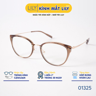 Gọng kính mắt mèo nam nữ LILYEYEWEAR chất liệu nhựa phối càng kim loại cao cấp kiểu dáng hiện đại thời trang 01325