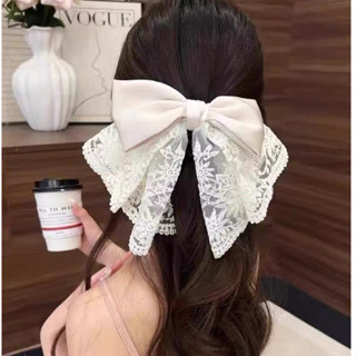  Kẹp tóc ren bản xoè to công chúa màu kem cho nữ k239 