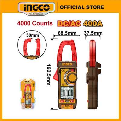 Đồng hồ kẹp kỹ thuật số AC/DC 400A 4000 số đếm INGCO DCM62002