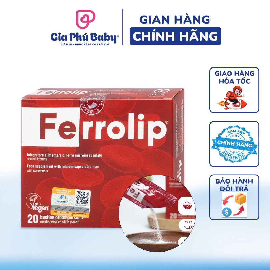 Sắt sinh học Ferrolip Bầu – Bổ sung sắt cho mẹ bầu, ngừa thiếu máu, dễ hấp thu, chính hãng
