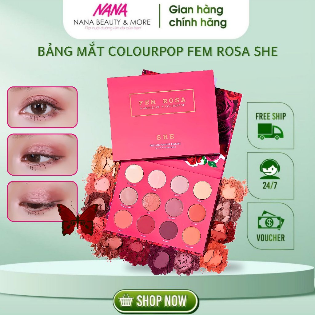 Bảng Mắt ColourPop Fem Rosa She Eye Palette 12 Ô - Nana Shop