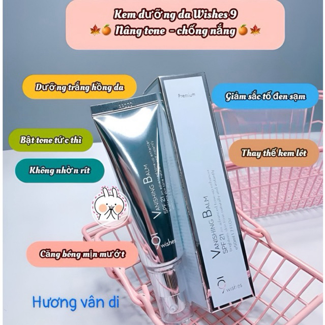 Kem dưỡng trắng 9wishes Vanishing Balm Premium SPF 21+ 50ml - Hàn quốc